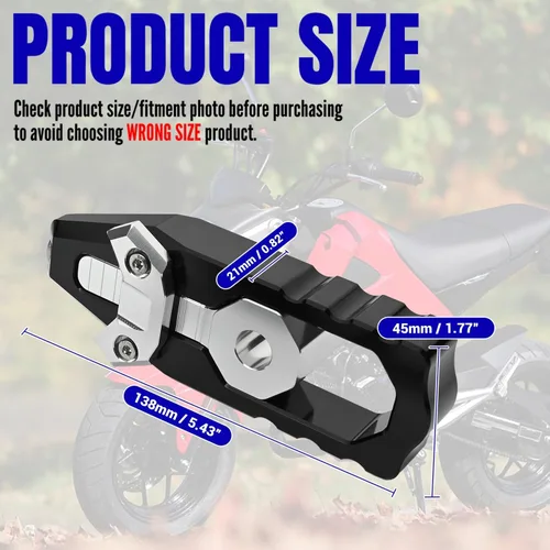 Vista 2 de Canitu 2 ajustadores de eje tensor de basculante negro, carrete de cadena de eje trasero de aluminio para motocicleta, ajustadores de cadena