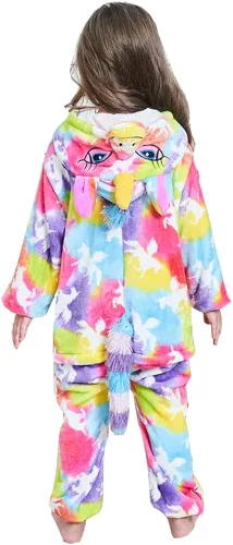 Vista 3 de PlushCosplay Pijama de unicornio para niños, disfraz de Halloween