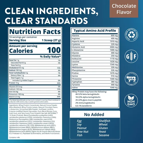 Vista 2 de MRM Nutrition Proteína de Suero - Sabor Chocolate, Proteína de Suero Aislada y Concentrada Microfiltrada, 16 Diferentes Cepas de Probióticos, BCAAs