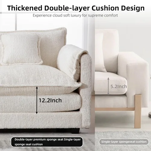 Vista 4 de GNIXUU Sofá Seccional en Forma de L de 112" Cloud Couch para Sala de Estar, Sofá Seccional Modular de Gran Tamaño con Otomana Móvil, Juego de Sofá