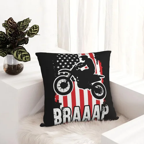 Vista 8 de SEAEAGLE Funda de almohada decorativa de doble cara con la bandera de Estados Unidos, diseño de motocross, para sofá