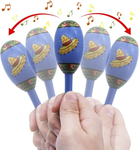 Vista 4 de JOYIN 12 mini maracas de madera para fiestas mexicanas, recuerdos de fiesta del Cinco de Mayo, diversión musical, fiestas de cumpleaños, fiesta