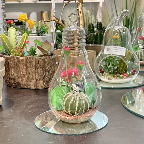 Vista 5 de WGV - Terrario de cristal colgante para plantas, ancho de 3 pulgadas, altura de 6 pulgadas, bombilla de aire para suculentas, jarrón transparente