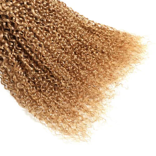 Vista 6 de Paquete 1B27 de Cabello Humano Rizado Crespo Rubio Miel de Dos Tonos Ombré Rubio Paquetes de Cabello Humano 8 10 12 Pulgadas Paquete Rizado Ombré