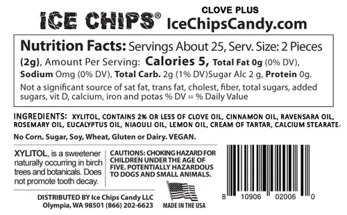 Vista 2 de ICE CHIPS Latas de caramelo de xilitol (Clove Plus, paquete de 3) - Incluye banda como se muestra
