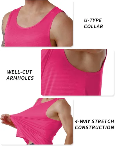 Vista 5 de CQC Camisetas sin mangas para hombre gimnasio entrenamiento correr secado rápido camiseta sin mangas para playa natación muscular atlética