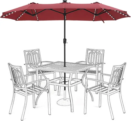 Vista 17 de HERA'S PALACE - Sombrilla de patio rectangular de 13 pies, sombrilla grande para exteriores con manivela, sombrilla de mesa para patio con potente