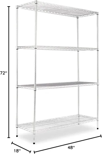 Vista 2 de Alera SW504818SR Kit de inicio de estantería de alambre, 4 estantes, 48 pulgadas de ancho x 18 pulgadas de profundidad x 72 pulgadas de alto