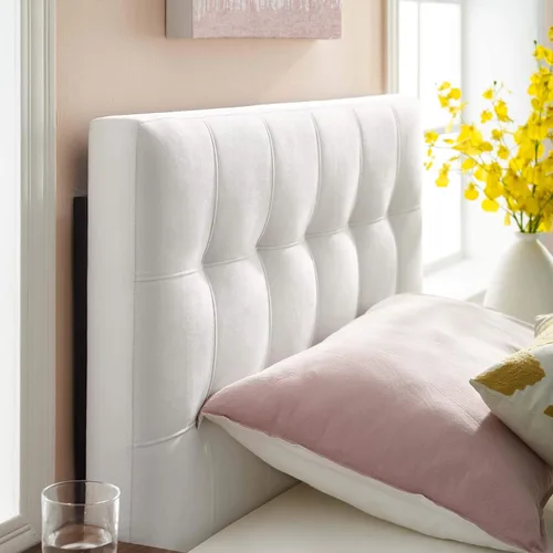 Vista 14 de Modway Lily Biscuit - Cabecero de terciopelo con estilo capitoné para cama individual, color gris