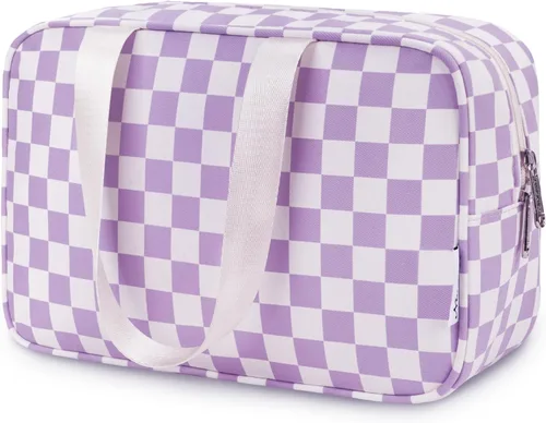 Vista 12 de Narwey Neceser de tamaño completo, bolsa de cosméticos grande, bolsa de maquillaje de viaje, organizador para mujeres y niñas, A-Negro, L, Bolsa