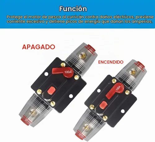 Vista 2 de Interruptor de circuitos manual para audio, 100 A/150 A, con botón, 12 V-24 V, CC, fusible, para sistemas de audio, para lancha, automóvil WA100A