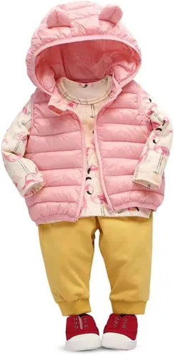 Vista 11 de Chaleco sin mangas de invierno para bebé, con cremallera sólida, con capucha y orejas de oso, chaqueta para niños y niñas