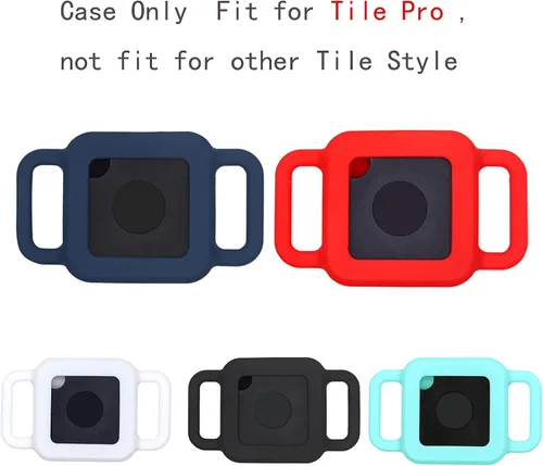 Vista 3 de Paquete de 2 fundas para mascotas para Tile Pro, soporte para buscador de artículos para Tile Pro Tracker, accesorio de silicona para collar