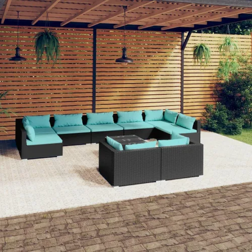 Vista 106 de Sofá de 3 plazas con cojines de ratán de poliéster marrón, juego de muebles de patio al aire libre con 3 sofás centrales para patio trasero, jardín
