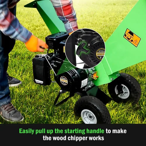 Vista 5 de R30 - Trituradora de madera 7HP a gas, diámetro máximo de corte de 3 pulgadas, construcción totalmente de acero, trituradora y astilladora