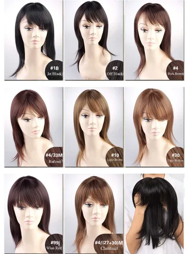 Vista 2 de Parte lateral recta superior clip en la frente postizo con flequillo para mujeres con cabello fino 10# marrón claro