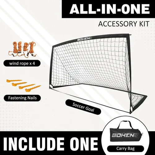 Vista 5 de BOHEN 9x5 FT Kids Soccer Goals with Carry Bag, Portable Folding Soccer Net for Backyard Training, Indoor/Outdoor Use for Youth and Adult