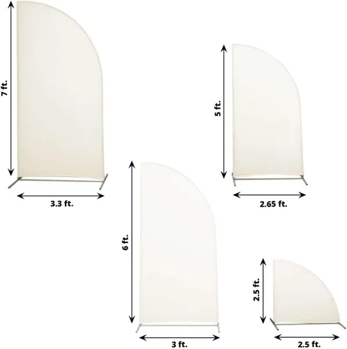 Vista 264 de Efavormart - Juego de 4 fundas de elastano beige para arco de media luna, fundas de telón de fondo Chiara de 2.5 pies a 7 pies para escenarios