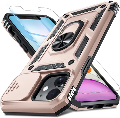 Vista 119 de Janmitta Funda para iPhone 8 Plus/7 Plus/6 Plus, Cubierta de Teléfono con Cubierta Deslizante Integrada para Lente de Cámara + Protector