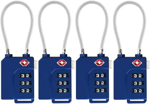Vista 7 de TSA Lock - Candado de seguridad con combinación de 3 dígitos para maleta, bolsa de equipaje, candado con bloqueo de código (negro, paquete de 4)