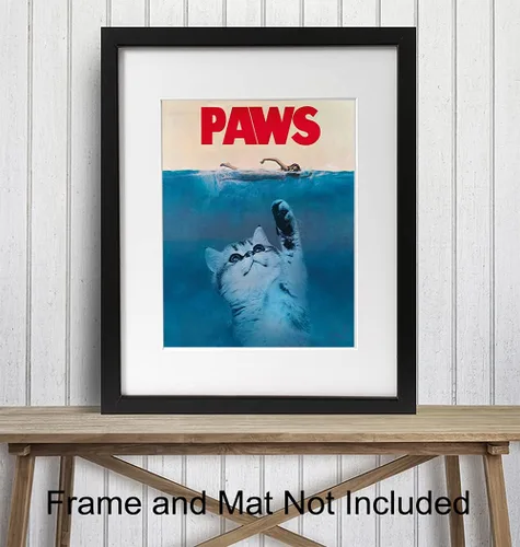 Vista 3 de Arte y decoración de pared de gatos, regalos divertidos para amantes de los gatos para mujeres, bonito póster de gatito de 8 x 10 pulgadas