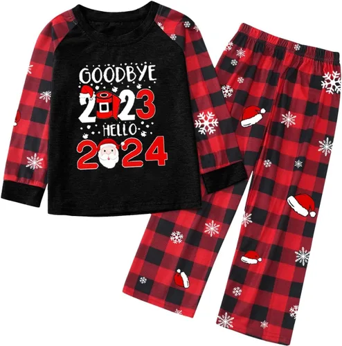 Vista 2 de KASAAS Pijamas de Navidad para la familia, conjuntos a juego para mujeres y hombres, divertidos trajes de descanso de Navidad para parejas
