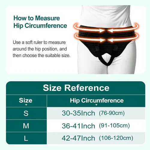 Vista 5 de lefeke Cinturones de hernia para hombres, inguinal, soporte de hernia para aliviar el dolor de ingle, armadura de hernia para bilateral, protector