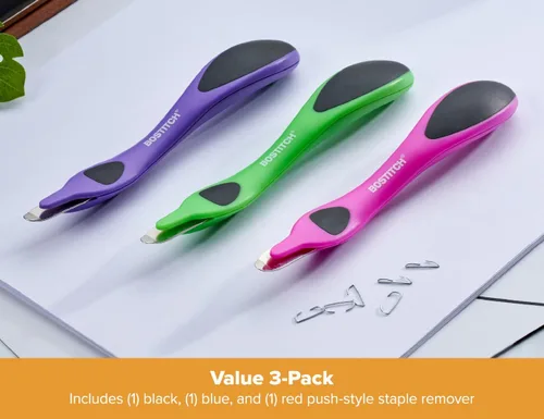 Vista 7 de Bostitch Removedor magnético profesional de grapas fácil, palillo extractor de grapas de color neón, herramienta removedor de grapas para oficina