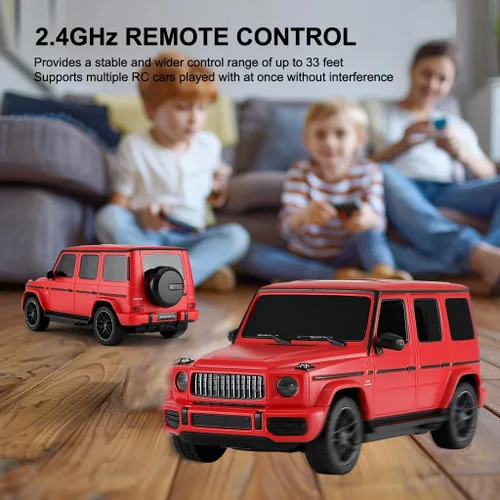 Vista 3 de Coche de control remoto a escala 1:24 para Mercedes G63, modelo de autos RC de 2.4 GHz, vehículo eléctrico de carreras deportivas, regalo para Rojo