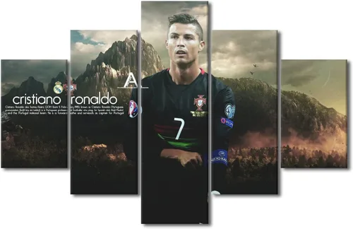 Vista 26 de TUMOVO Lienzo decorativo para pared, cuadro de Cristiano Ronaldo, cuadros de club de fútbol, impresiones en lienzo, póster de arte de pared, arte