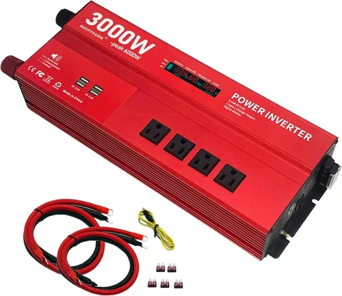 Vista 10 de Inversor de Potencia de 500W Pico 1000W para Vehículos, DC 12V a 110V AC, 4 x 2.4A Puertos USB Adaptador de Enchufe para Carro con Toma con 1 Puerto