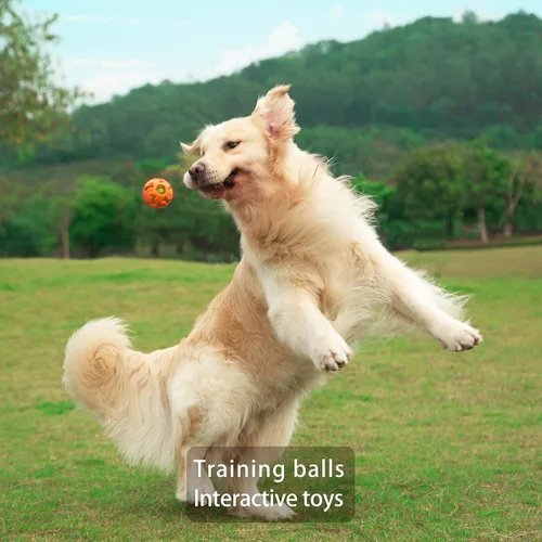 Vista 5 de Leejec Juguetes para perros, bolas interactivas iluminadas de 2.5 pulgadas, juguetes masticables para razas medianas y pequeñas, bolas
