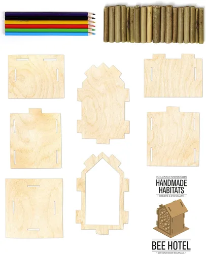 Vista 4 de Gift Republic Handmade Habitats - Kit de hotel de abeja personalizado con 6 lápices de madera para colorear