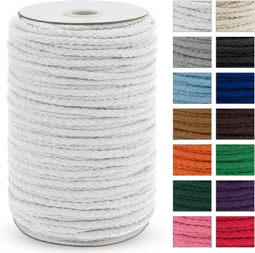 Vista 28 de JeogYong Cuerda trenzada de macramé de 0.197 in x 295 pies, cuerda de algodón trenzada natural de 8 hebras, cuerda de macramé de colores para colgar