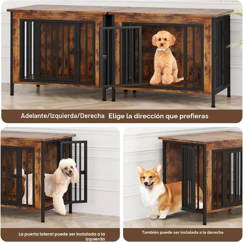 Vista 2 de EasyCom Mueble de jaula para perros para 1 o 2 perros, jaulas resistentes para perros individuales/dobles para perros pequeños, medianos y grandes