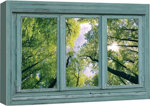 Vista 44 de Cuadro decorativo con diseño de ventana moderna blanca con vista, de la marca Wall26®