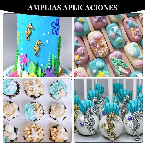 Vista 5 de Moldes de fondant de cuerno de concha de caracola, 4 paquetes de moldes