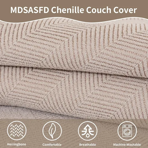 Vista 5 de Fundas de felpilla para sofá modular, fundas de sofá en espiga lavables para perros, divertidas fundas de sofá mullidas para sofá, protector