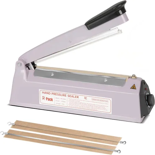 Vista 11 de Sellador térmico por impulso con cortador, máquina de sellado y corte de bolsas de alta resistencia, 2 reemplazos adicionales (naranja, 8 pulgadas)