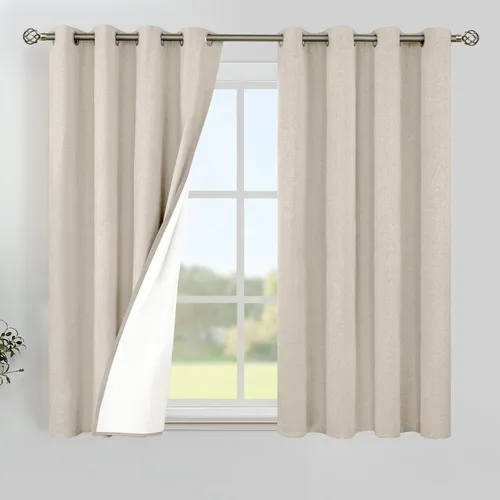 Vista 183 de YoungsTex - Cortinas 100% opacas para dormitorio, con aislamiento térmico y ojales, cortinas oscuras negras con capa pesada para ventana de sala