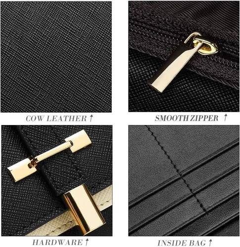 Vista 5 de Cartera de cuero triple grande para mujer