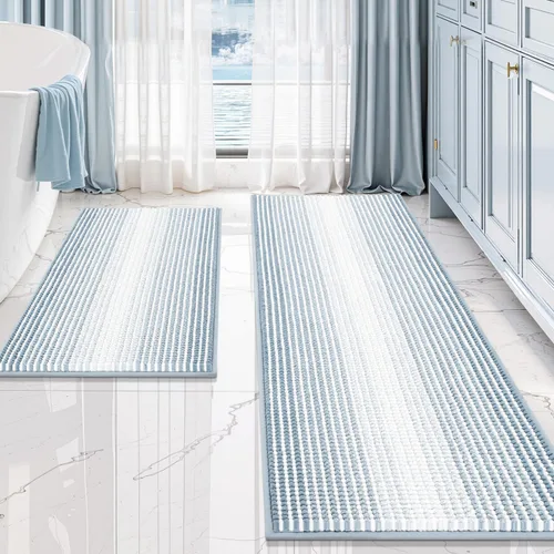 Vista 27 de BSICPRO Tapetes de baño de felpilla, 20 x 32 pulgadas, antideslizantes, absorbentes, suaves, peludos, para baño, lavables a máquina (salvia)