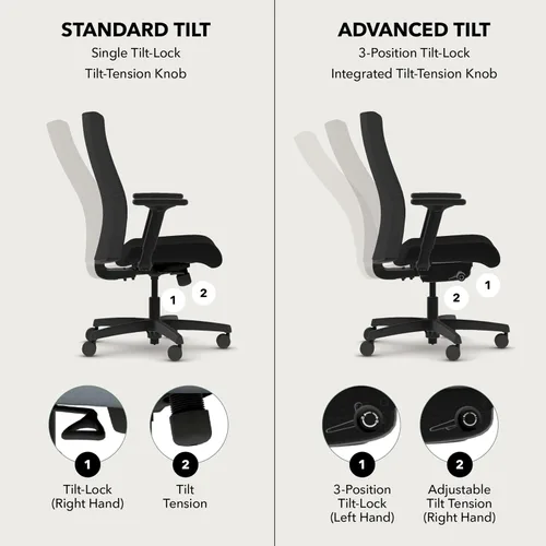 Vista 4 de HON Ignition 2.0 - Silla de oficina de tela, tapizada, brazos ajustables, silla de oficina ergonómica ejecutiva reclinable, con inclinación