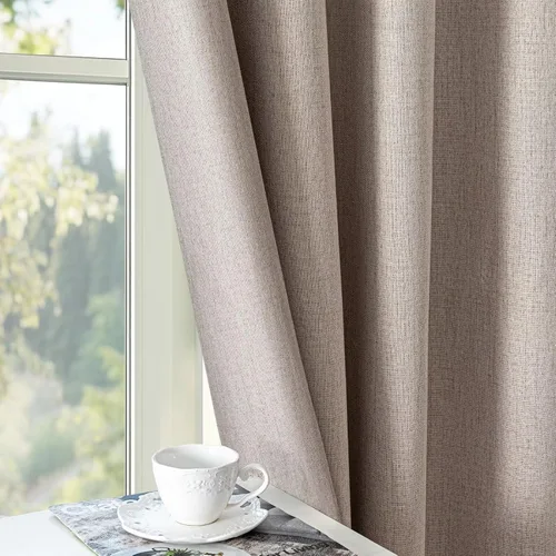Vista 15 de Cortinas 100% opacas de lino sintético, 90 pulgadas de largo, 2 paneles para dormitorio o sala de estar, térmicas y atenuantes, con lengüetas