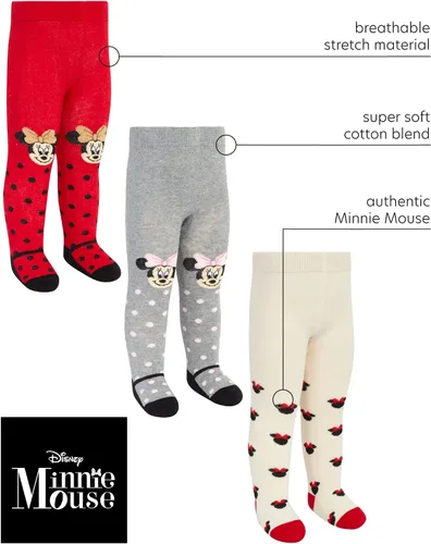 Vista 2 de Disney Mallas de Minnie Mouse para bebé, medias para niñas recién nacidas y bebés (0-24 meses)