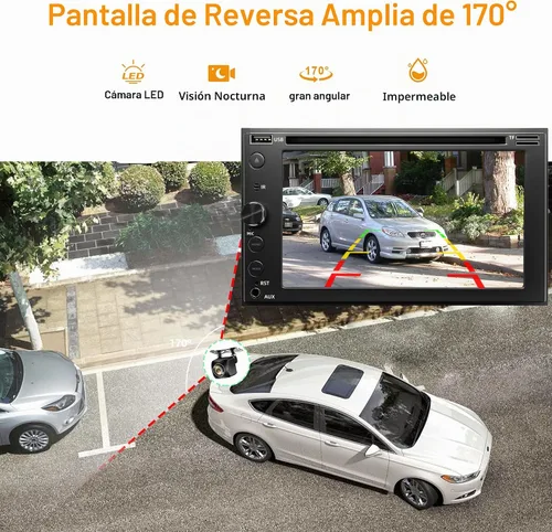 Vista 3 de Estéreo de coche de doble DIN con reproductor de CD/DVD, pantalla táctil de 7 pulgadas con Apple CarPlay y Android Auto, Bluetooth5.2, cámara