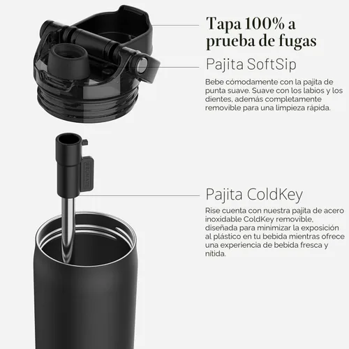 Vista 3 de BrüMate Rise - Botella de agua de 25 onzas con pajita de silicona cubierta 100 % a prueba de fugas, botella de agua de acero inoxidable aislada