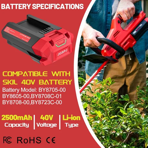 Vista 2 de Reemplazo de batería de 40 V y 2.5 Ah para batería SKIL de 40 V BY8708C-01, BY8705-00, BY8708-00, BY8723C-00, compatible con herramientas Skil PWR