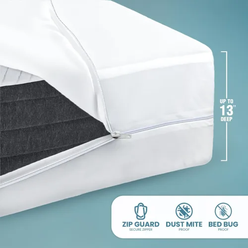 Vista 9 de Utopia Bedding - Protector de colchón Twin con zíper, 100% impermeable, a prueba de chinches y ácaros del polvo, funda para colchón absorbente de 6
