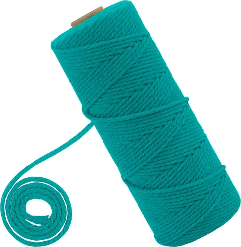 Vista 37 de CAMAL Cordón de macramé de 0.079 pulgadas x 109 yardas, cuerda de color trenzado de 3 hebras de algodón natural para tejer, atrapasueños, colgar